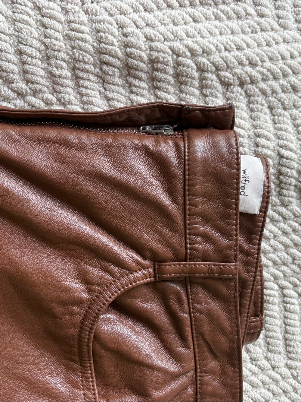Wilfred Brown Leather-Look Slim Pants - Picture 2 of 4